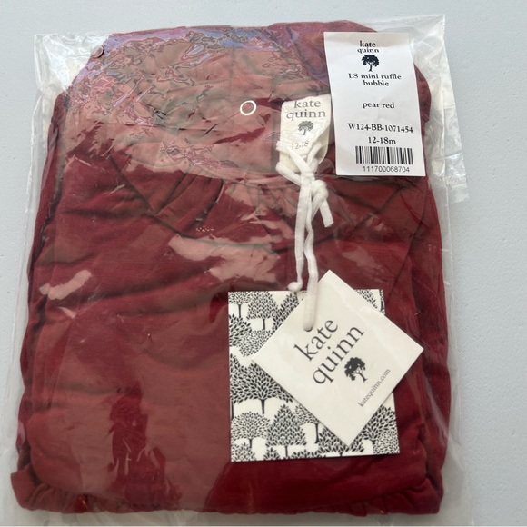 NWT Kate Quinn pear red bamboo long sleeve mini ruffle bubble size 12-18m - Picture 6 of 8